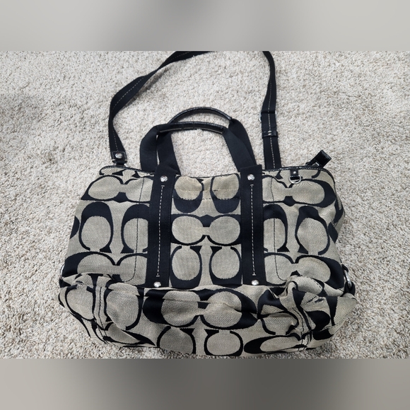 Coach Handbags - Coach Tote in Black and Gray Signature Print